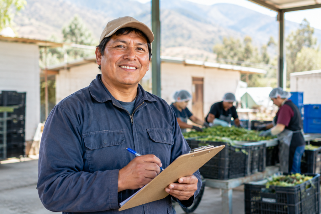 Proveedor local peruano revisando procesos en su espacio de trabajo