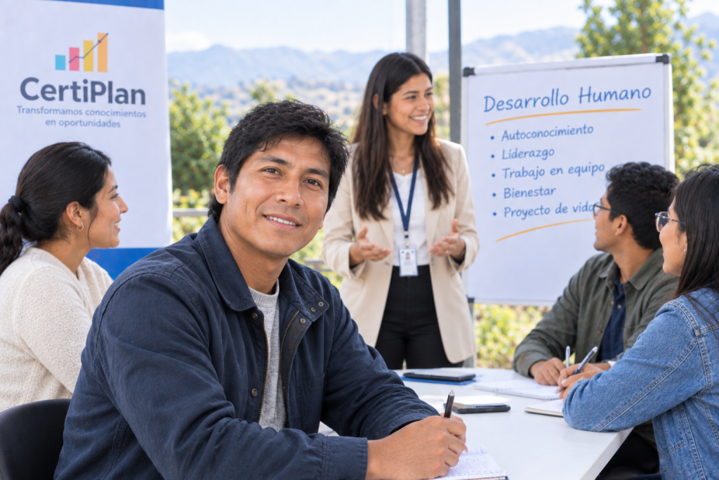 Participantes fortaleciendo sus habilidades personales, sociales y de liderazgo en el programa CertiPlan Emplea.